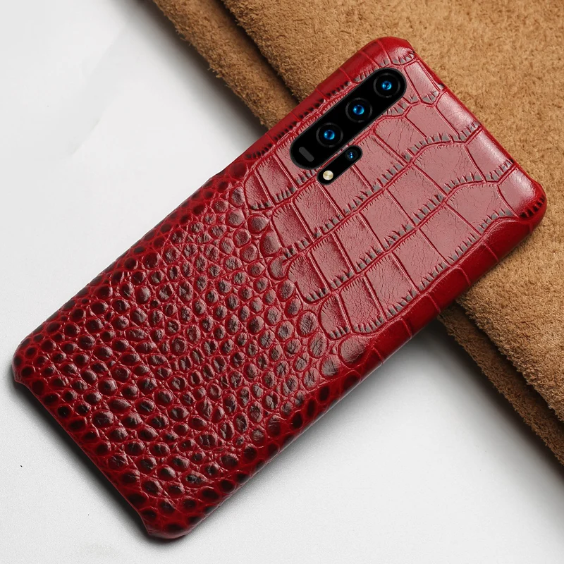 Красный Чехол для телефона из натуральной кожи для Honor 20 20Pro 8X V20 nova 4 nova 5 2 s, роскошная задняя крышка для huawei P20 lite P30 Pro mate 20 lite - Цвет: Красный