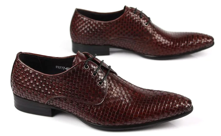 Woven Design Pointed Toe Summer Mens Business Shoes Genuine Leather Dress Male Formal Wedding | Обувь