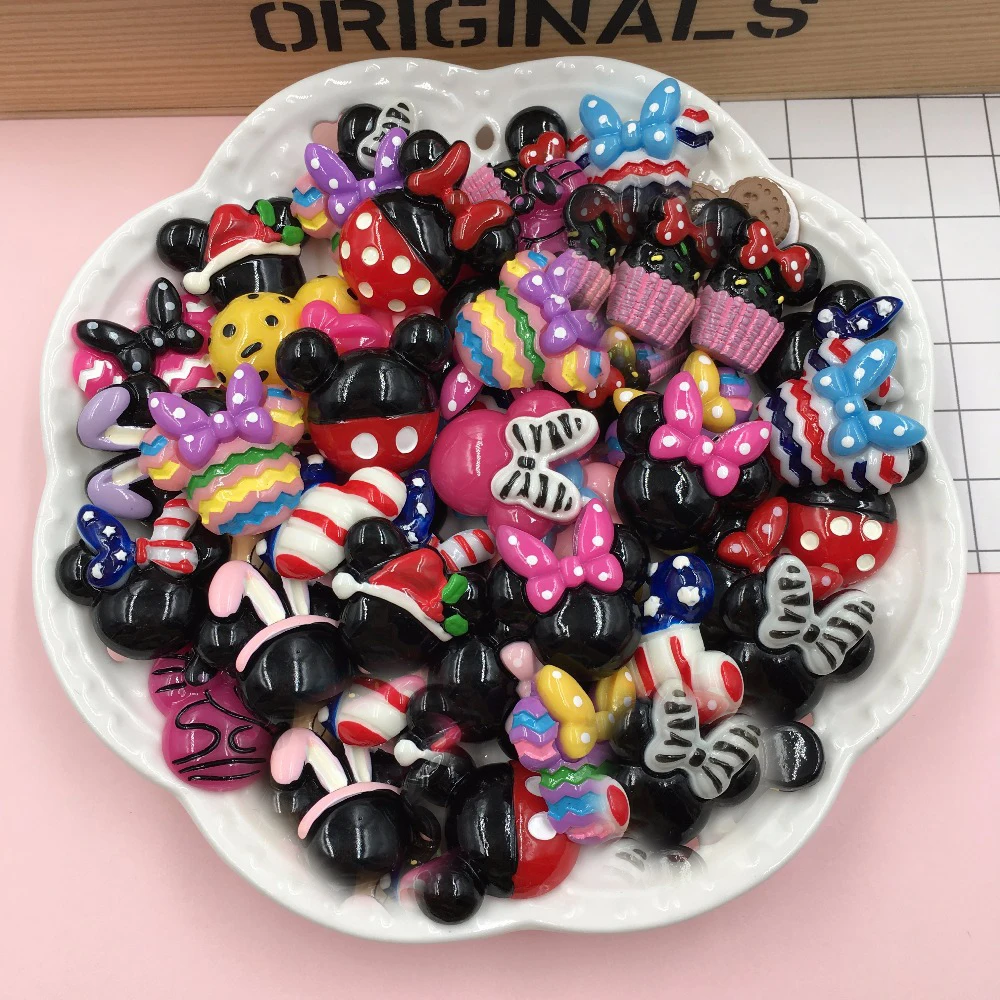 

20pcs/lot Resin Mouse Sets, Cheap Resins, Resin Flatback Cabochon for Hair Bow Center, DIY (27*29mm)