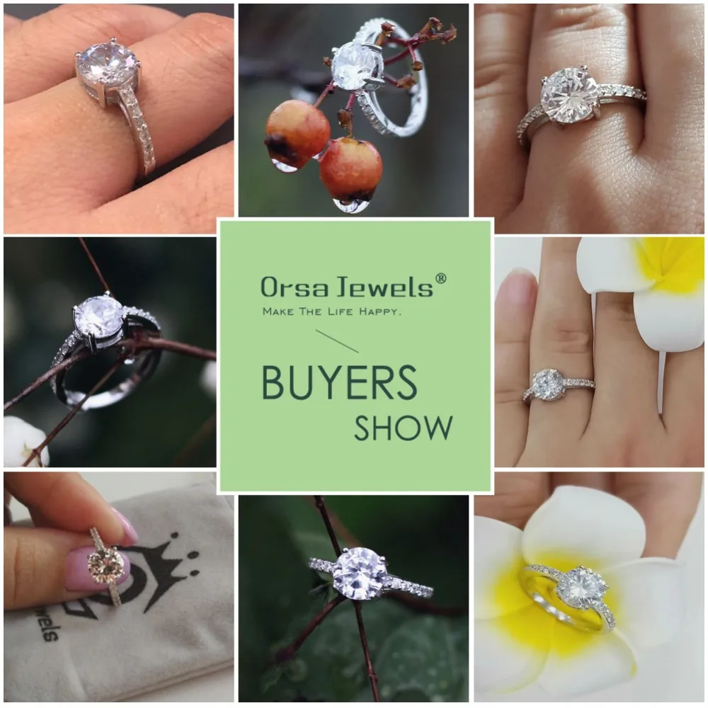 ORSA JEWELS Настоящее 925 пробы Серебряное женское кольцо AAA блестящее кубическое циркониевое зубчатое женское роскошное свадебное кольцо ювелирное изделие SR56