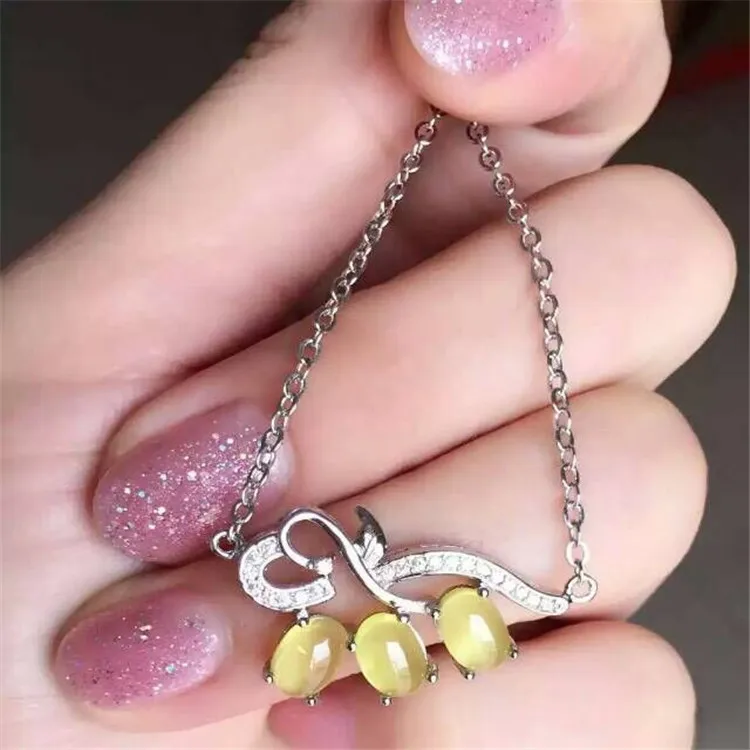 

KJJEAXCMY boutique jewels 925 Pure silver inlay natural grape stone wavy female fund pendant inlay jewelry