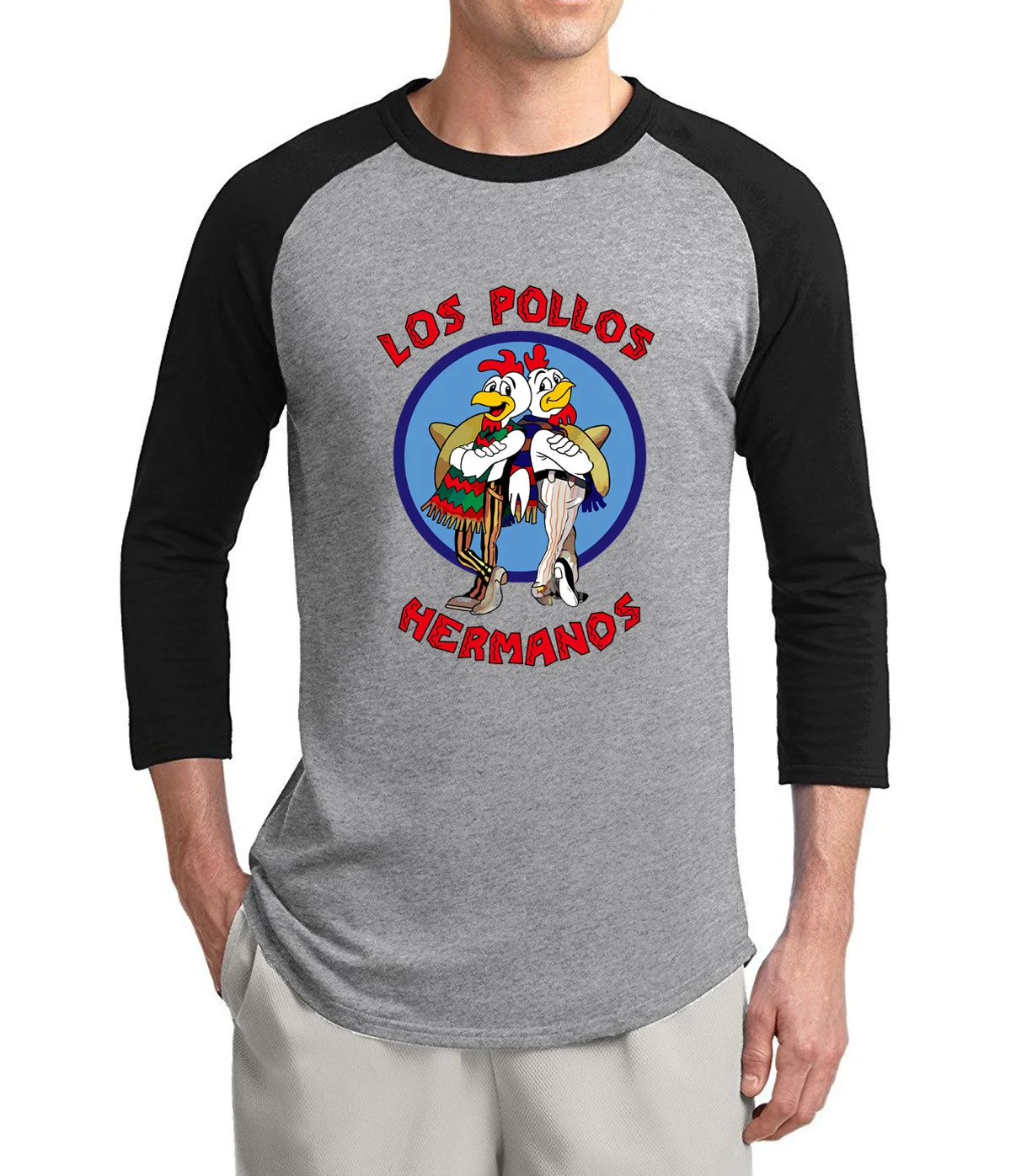 Breaking Bad LOS POLLOS Hermanos, футболка, куриные братья, лето,, 3/4 рукав, футболка, хлопок, реглан, Мужская футболка