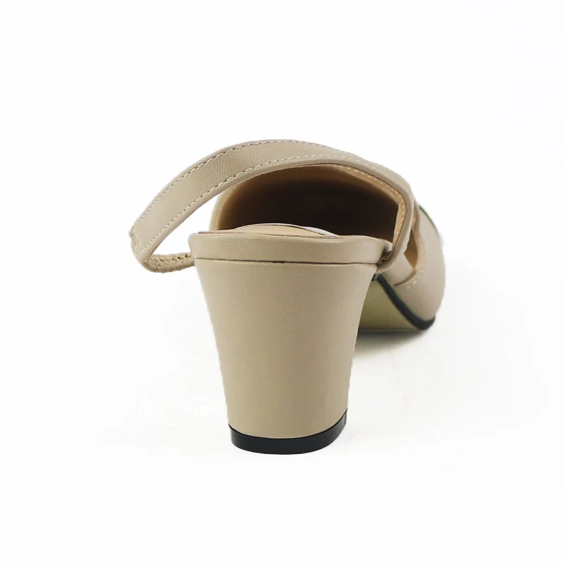 Женские босоножки на толстом каблуке из флока с круглым носком квадратным