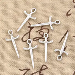 50 шт., подвески, кинжал, меч, 21x10 мм, ручная работа, изготовление кулонов, винтажный Тибетский серебристый цвет, сделай сам, для браслетов, ожерелий