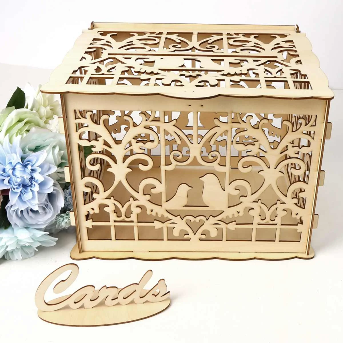 30x24x22,5 см DIY свадебная открытка коробка деревянная коробка для денег с замком великолепное свадебное украшение поставки для дня рождения