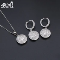effie queen 2019 cubic zircon pure sterling silver pendant necklace drop earring jewelry set for women new arrival dss04