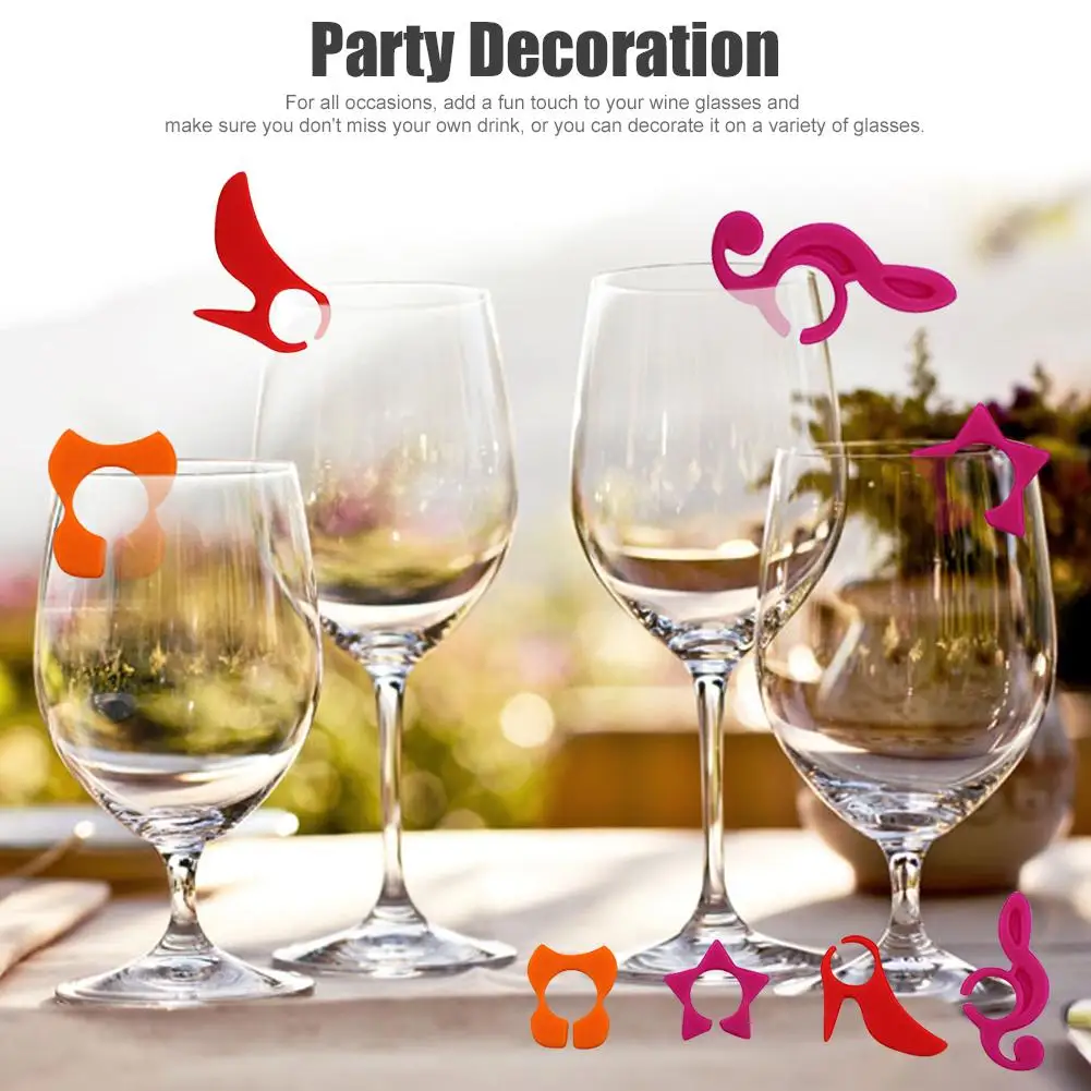 24PCS Wine Glass Label Creative Recognizer Silicone Red Cocktail Logo Party Drink Decoration For Bar Restaurants |