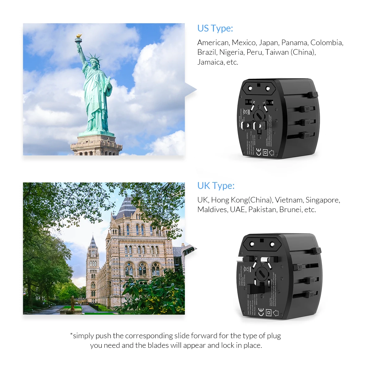 ORICO дорожный адаптер Международный универсальный питания все в одном USB