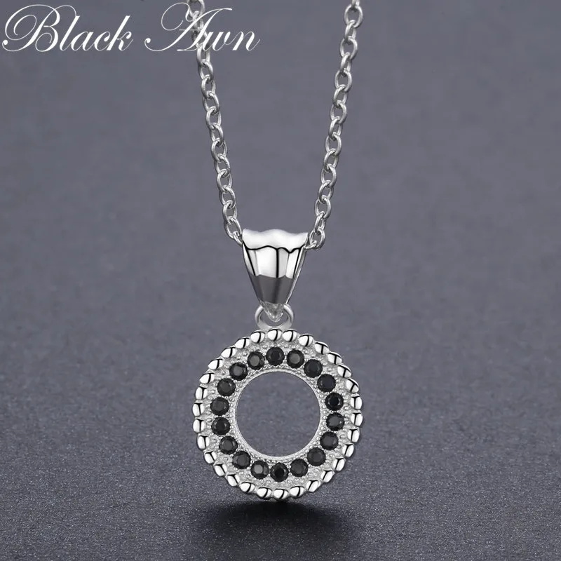 

New Classic 2.9g 925 Sterling Silver Fine Jewelry Trendy Round Engagement necklaces & pendants for Women Bijoux P193