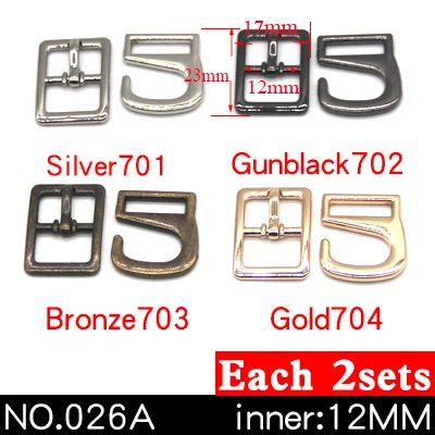 NO.026A 12mm 8sets 8 комплектов, металлическая пряжка с 9 крючками для починки обуви, сумки, пряжки для ремней, украшения для обуви, аксессуары для шитья - Цвет: NO.026A 12mm 8sets
