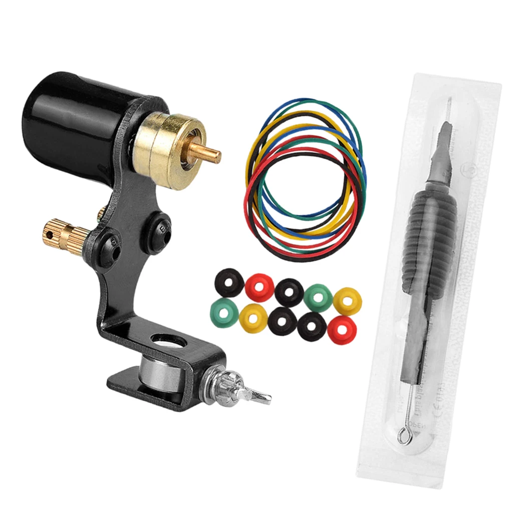 

Complete Tattoo Kits Rotary Tattooing Machine Disposable Silicone Cartridge Grip Needles Grommets Rubber Bands Set - Black
