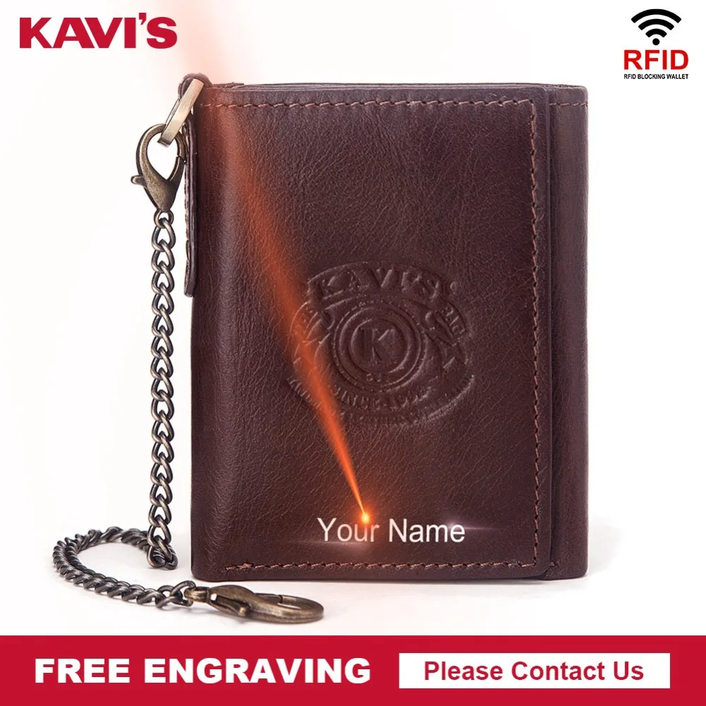 KAVIS Rfid Высокое качество кожа гравировка Crazy Horse кожаный мужской Portomonee кошелек мужской маленький кошелек короткий кошелек для монет