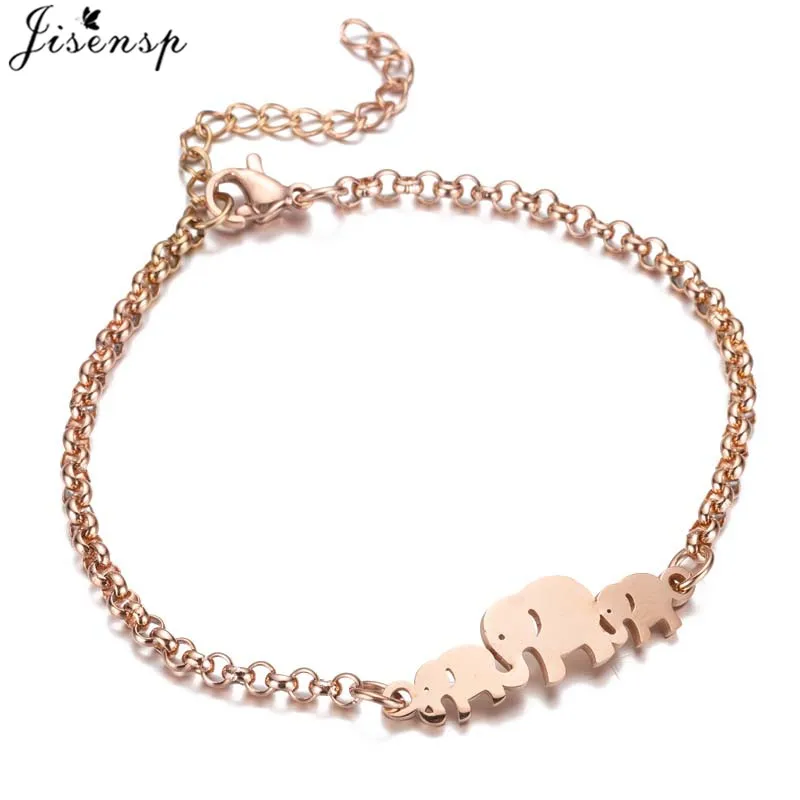 bracelet rose gold Jisensp, золотой браслет с бабочкой для женщин, животные, нержавеющая сталь, звенья цепи, браслеты для девочек, детские ювелирные изделия на каждый день, браслеты - Окраска металла: bracelet rose gold
