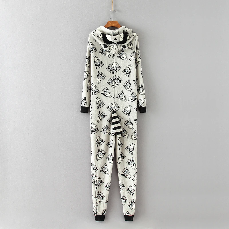 

Woman solid color onesies winter flannel warm Jumpsuits cartoon printed sleepwear