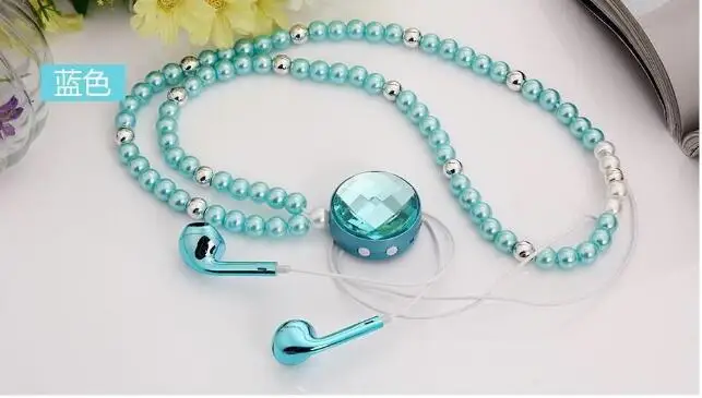 Round drill Blue Алмазное сердце жемчужное ожерелье Bluetooth гарнитура для Xiaomi huawei iPhone samsung магнитные вкладыши в уши для наушников для девочек подарок для женщин - Цвет: Round drill Blue