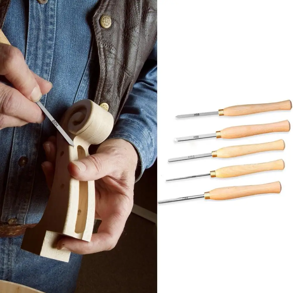 

5Pcs Woodworking Engraving Tools DIY Lathe Wood Carving Chisel Woodworking Turning Tool