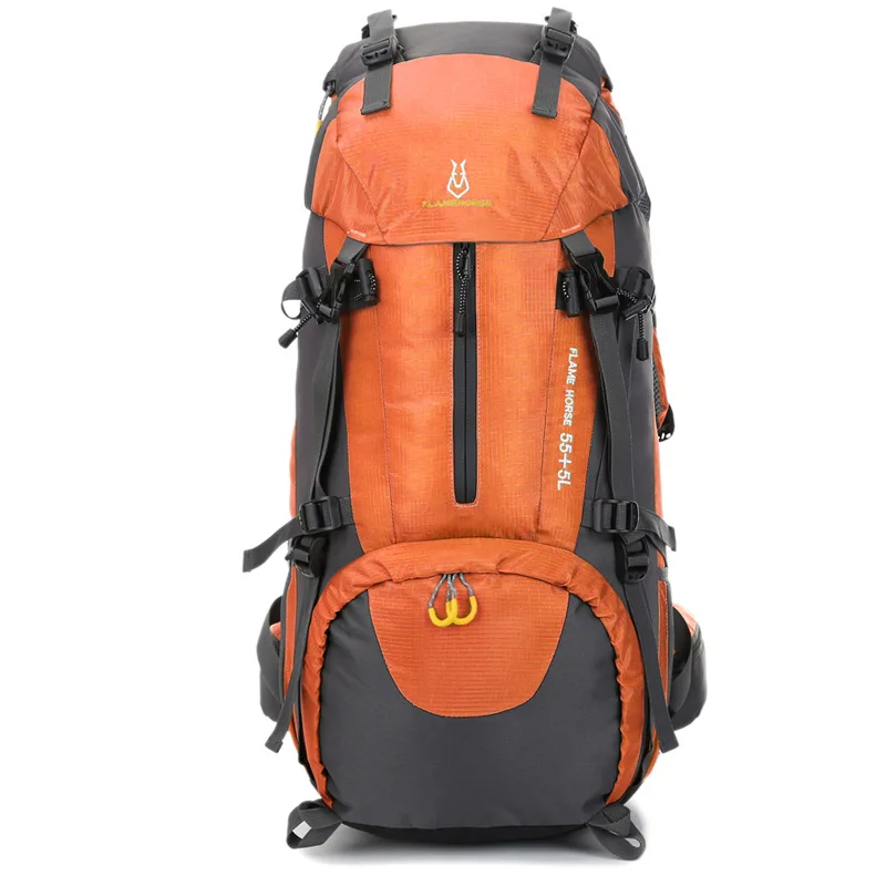 orange Пламя лошади 60L нейлон водостойкий рюкзак большой ёмкость спортивные сумки Кемпинг пеший Туризм Путешествия Рюкзаки Сумка BD10 - Цвет: orange