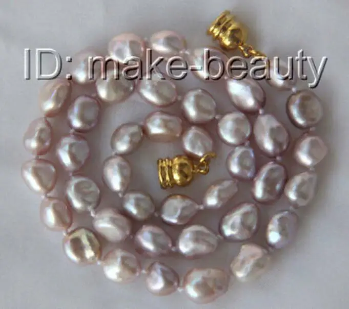 

GENUINE AAA 12mm white purple pink baroque Reborn keshi pearls necklace h2604-2