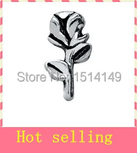 

Hot selling silver rose floating charms living glass floating memory locket