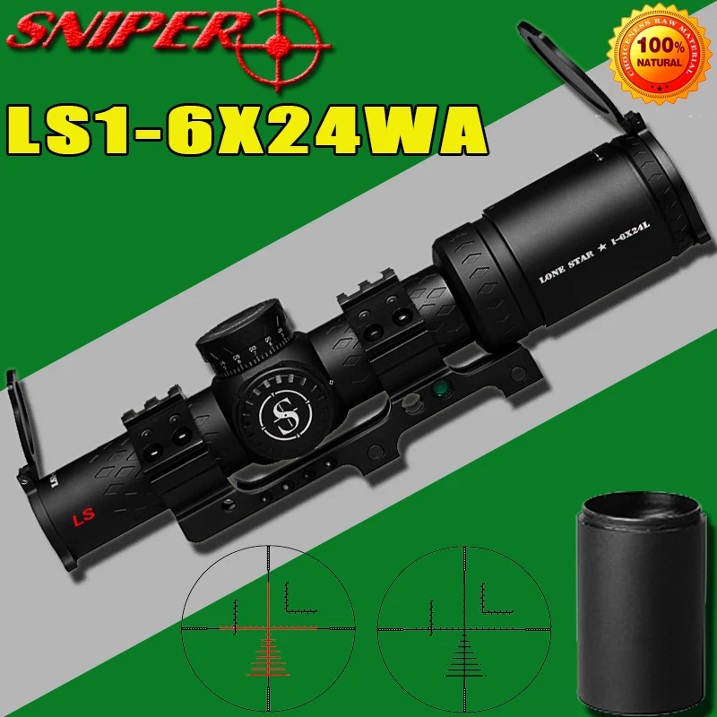 

SNIPER LS 1-6X24 WA Riflescope Tactical Rifle Scope Glass Etched Reticle Hunting Optics Sight red dot 20mm mounts hunting scope
