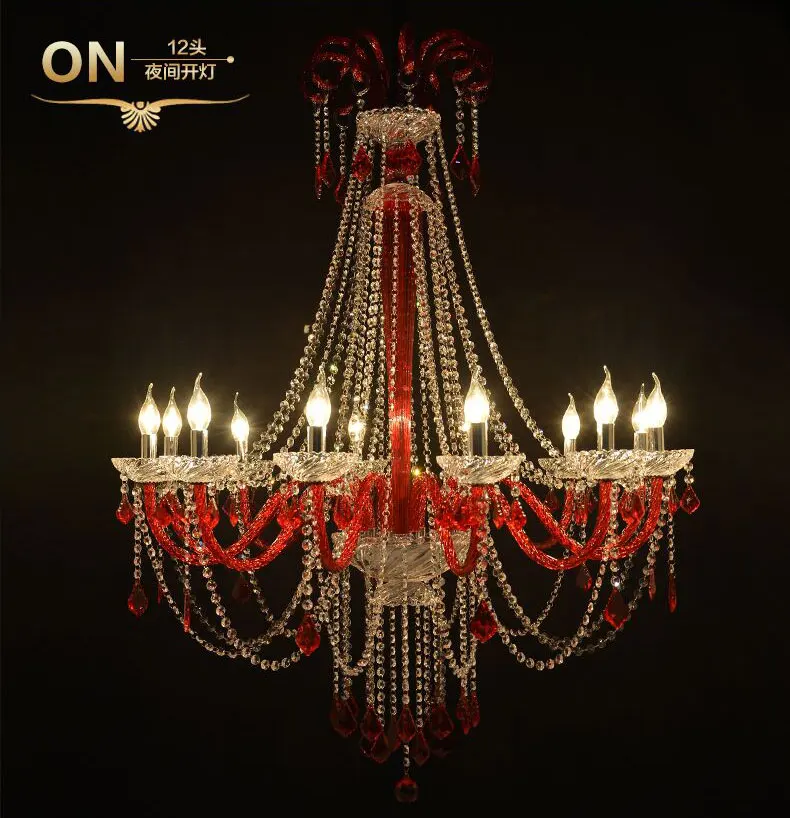 Luxury K9 Crystal Chandelier Lamp with Candle in Red/Blue/Gold/Black for Living dining room lustres de cristal | Лампы и освещение