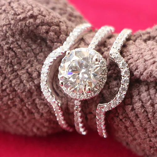 

1.5Ct бриллиантовые кольца с круглой огранкой, роскошные Качественные однотонные кольца из стерлингового серебра 925 пробы с бриллиантами, юве...