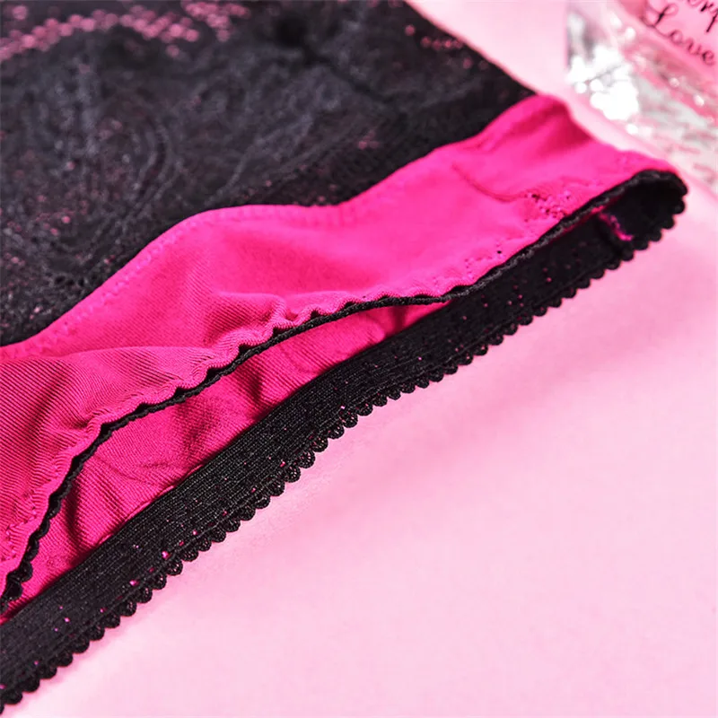 IZA.Z Women Combination Panties 4PCS Mid-Rise Red Purple Fashion Sexy Underwear Transparent Lace Female CZ0711 |
