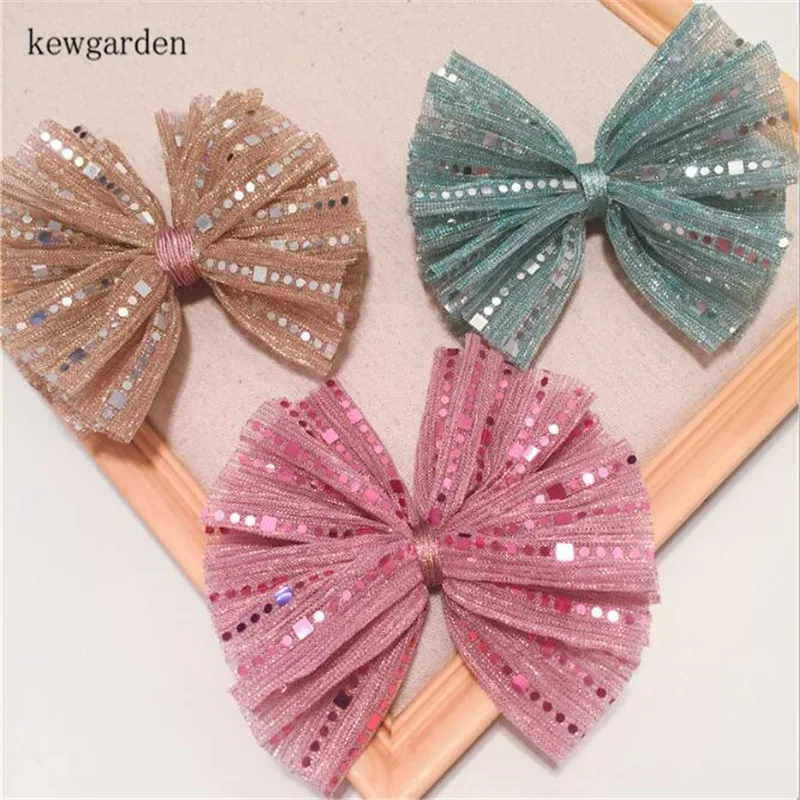 

Детские кружевные банты Kewgarden с блестками и большим бантом для девочек, заколки для волос, повязка на голову, аксессуары, детские головные уб...