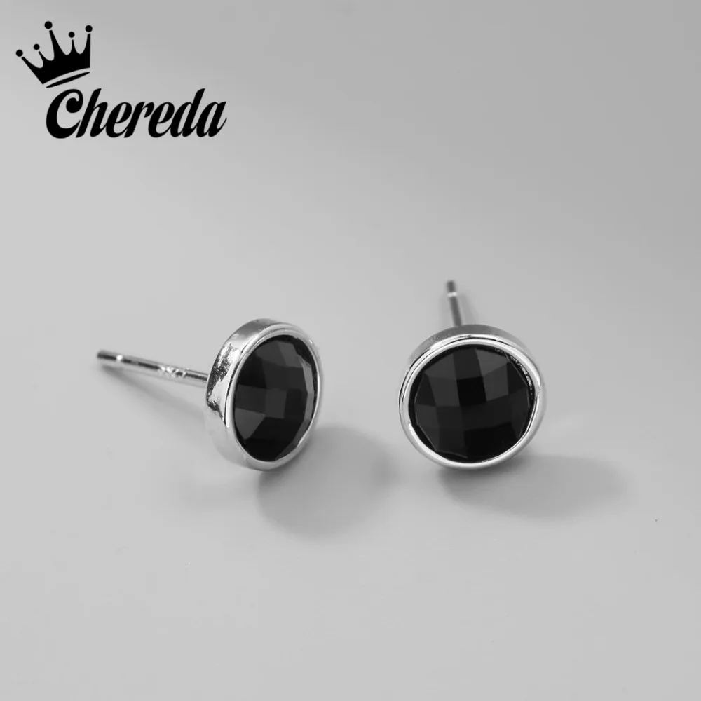 Женские серьги гвоздики Chereda черные круглые Винтажные Украшения В Стиле Хип хоп с