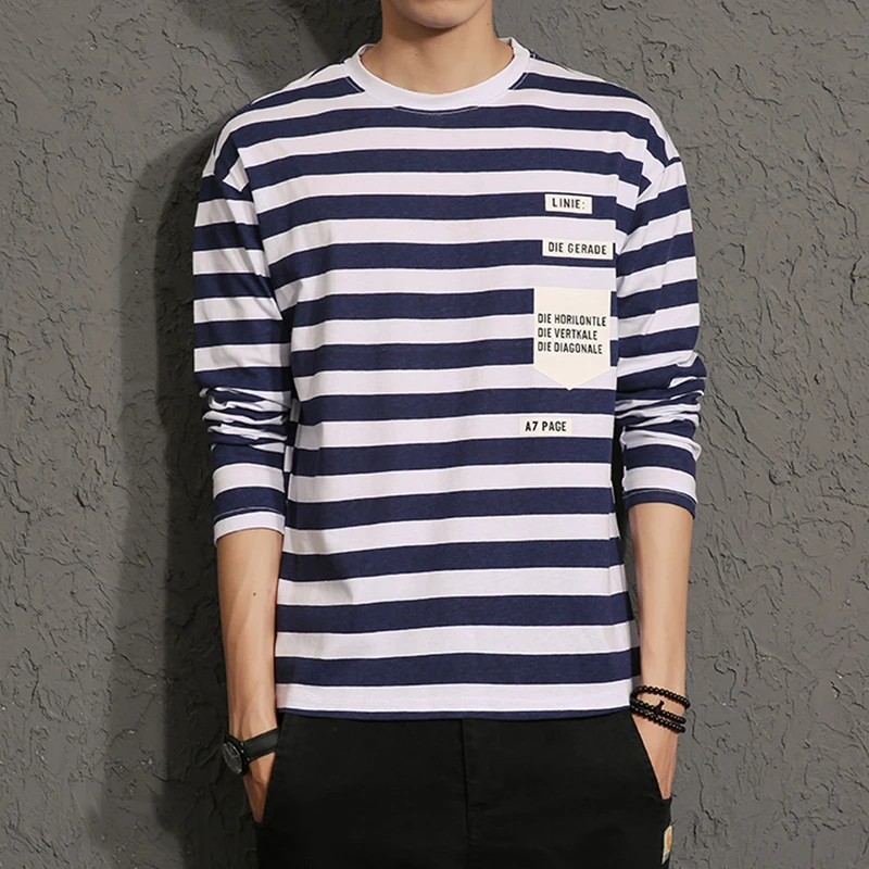 Хорошее Новинка 2017 года осень зима Мужская футболка с длинными рукавами круглым