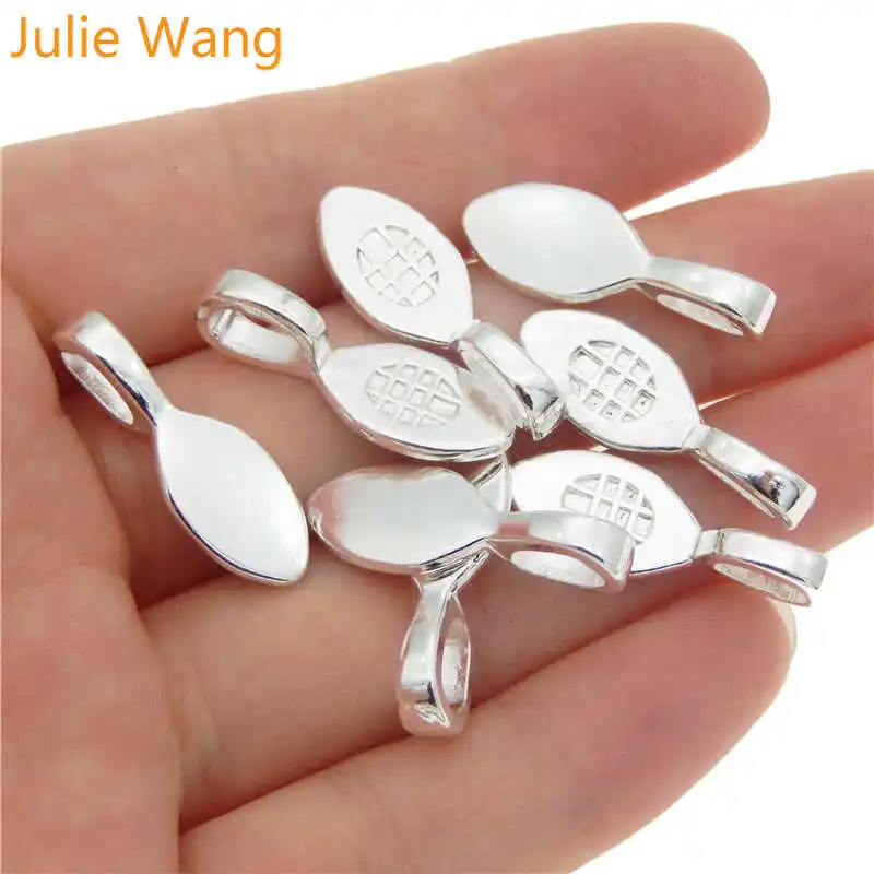 Julie Wang 10 шт. серебристый клей на Бейл тег Подвески сплав кулон ожерелье браслет ювелирные изделия изготовление аксессуаров