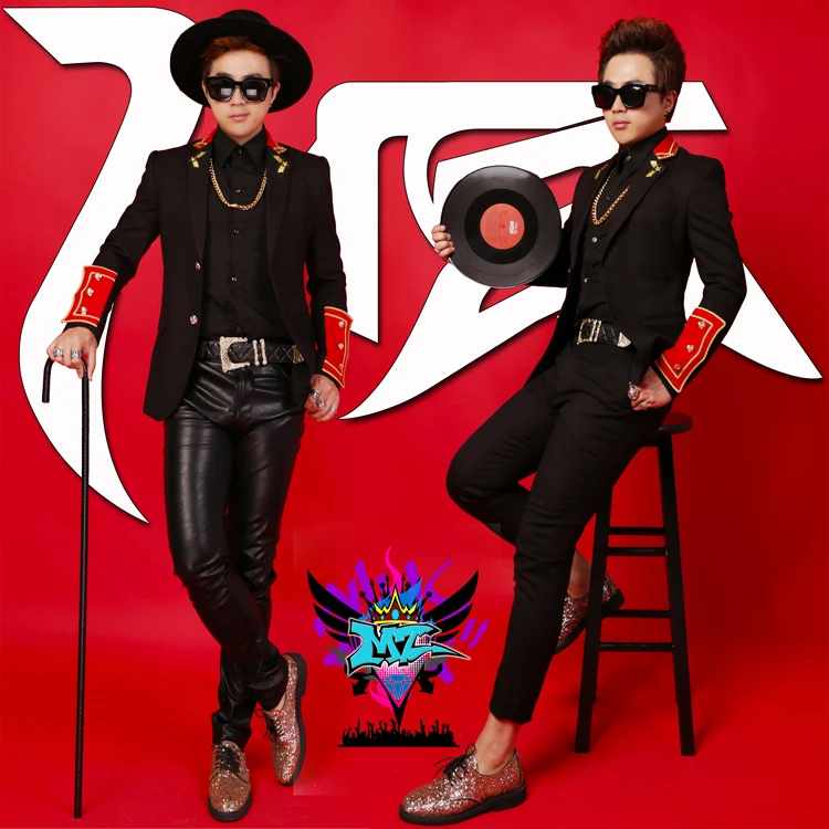 

Nightclub New 2021 Men Clothing Black Wool Suit Gold Medal Tea Coat Singer Stage Costumes Men Plus Size Formal Dress