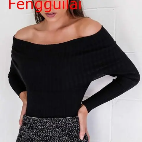 

Fengguilai Off Shoulder Knitted Sweater Women 2020 Winter Slim Oversized Sweaters And Pullovers Autumn Jumper Pull Femme