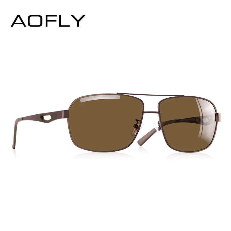 AOFLY, фирменный дизайн, мужские поляризованные солнцезащитные очки, металлические Квадратные Солнцезащитные очки, очки для вождения, очки для мужчин, Oculos masculino, мужские AF8185 - Цвет линз: C3Brown