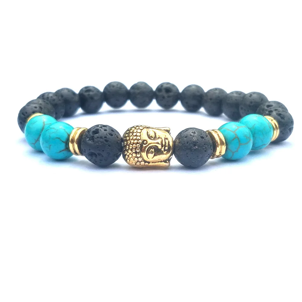 Браслет Будда из натуральной черной лавы браслет с кристаллами 4 стиля бусинами