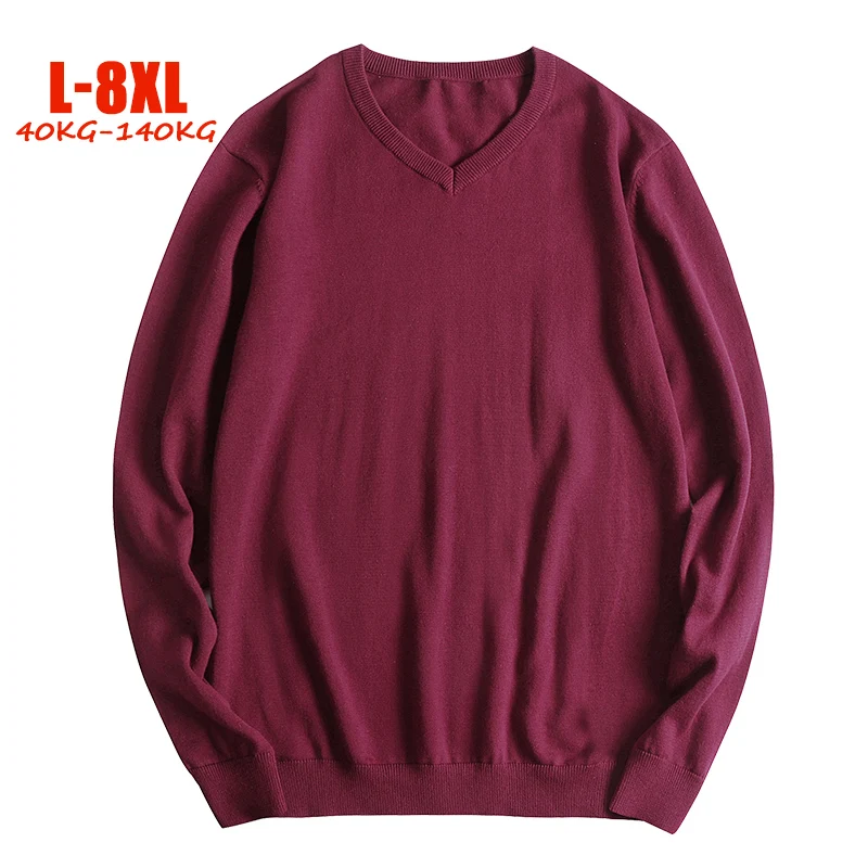 Новинка 2018 7XL 8XL размера плюс мужские свитера 100% хлопок однотонный вязаный