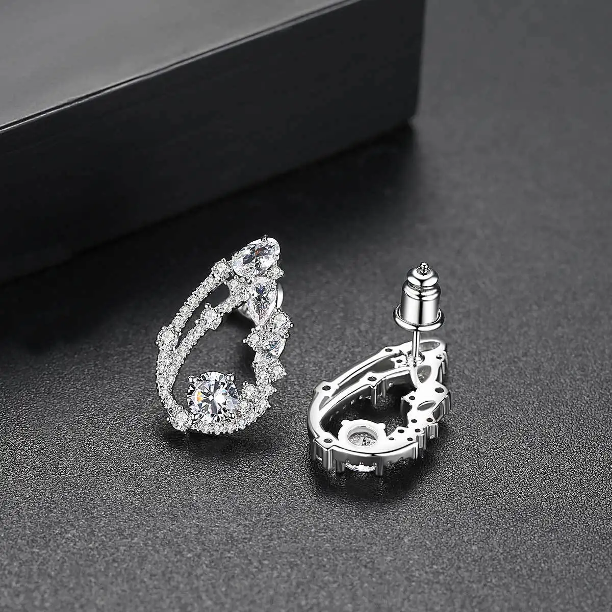 Crystal Tear Drop Shaped Stud Earrings Shiny Cubic Zircon Water Jewelry for Women Party Dress | Украшения и аксессуары