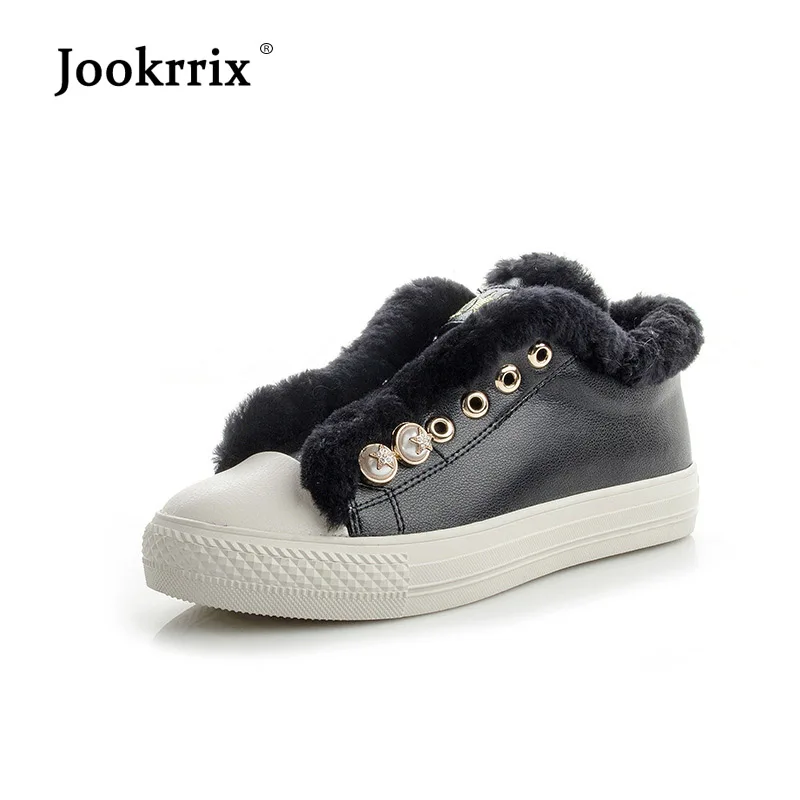 Jookrrix 2018 новая обувь из натуральной кожи Для женщин модные брендовые теплые белые