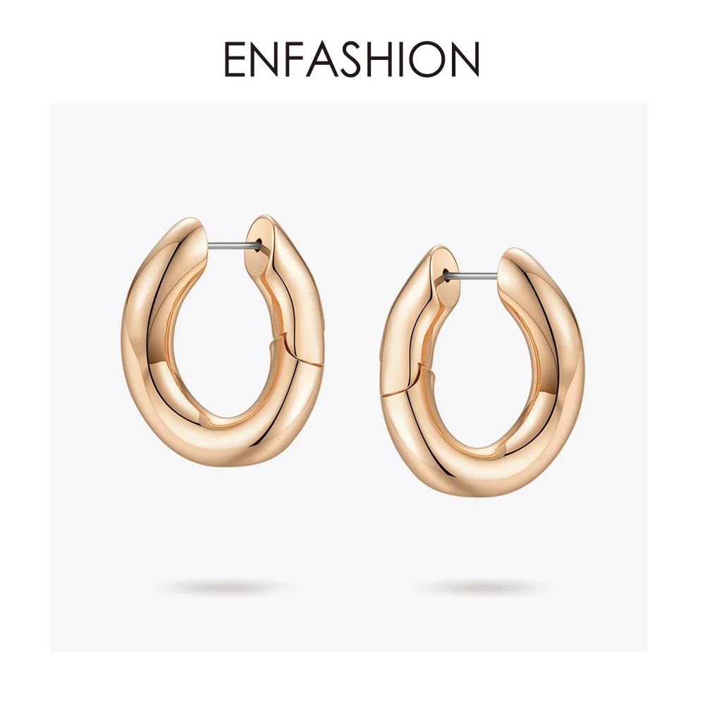 ENFASHION панк звено цепи серьги в виде колец, для Для женщин маленький золотого цвета круг обручи серьги Модные украшения сиреневого цвета De Moda EC1044 - Окраска металла: Rose Gold Color