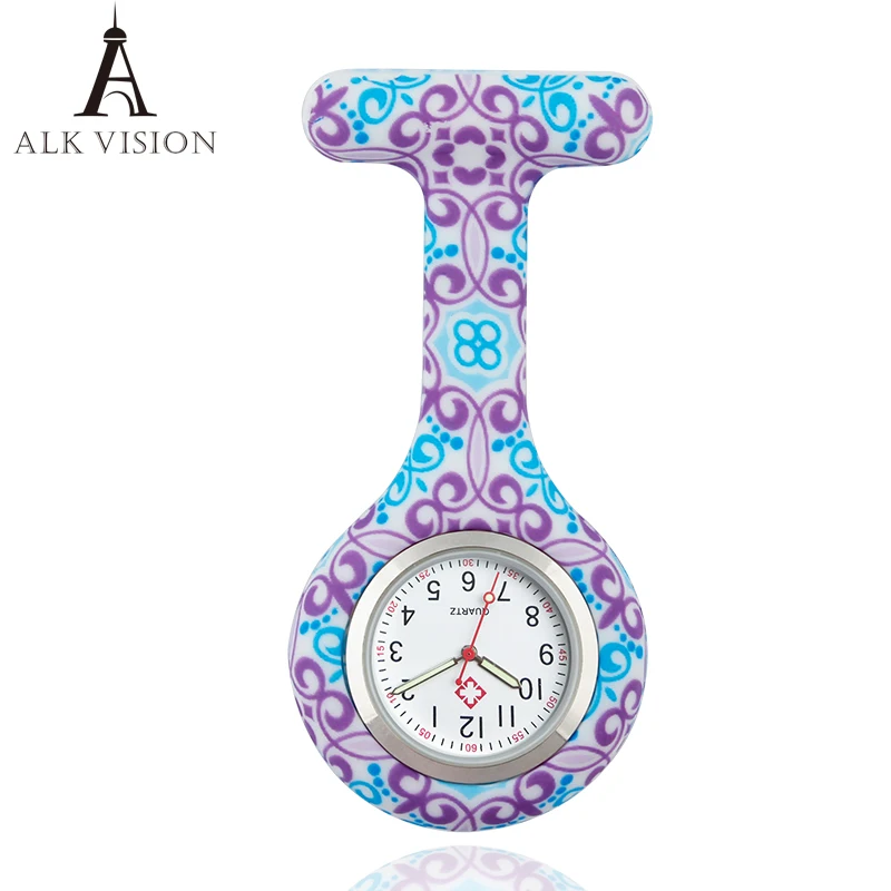 ALK VISION FOB Silicone Nurse Watch for Doctor Nurse Gift Cow Pattern Japan Movt High Quality Brand Hospital Nurse Pocket Watch ladies double heart nurse watch glow in the dark pocket watch high quality waterproof gift for nurse doctor hospital women