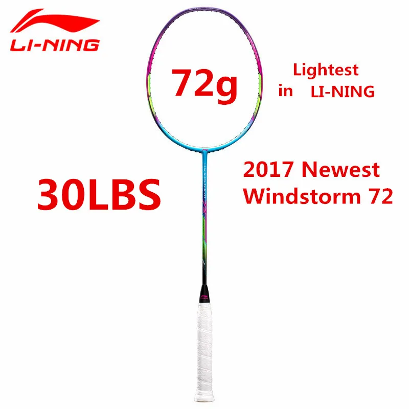 72 г Супер светильник Li-Ning ракетка для бадминтона новейшая шторм для бури 72 фунтов до 30 фунтов AYPM084 ракетки с овергрипом L707OLB