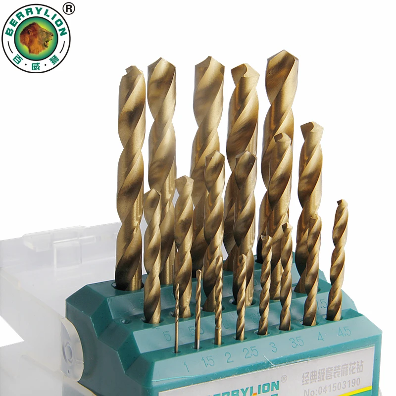 Набор спиральных сверл BERRYLION биты из быстрорежущей стали M2 с титановым покрытием
