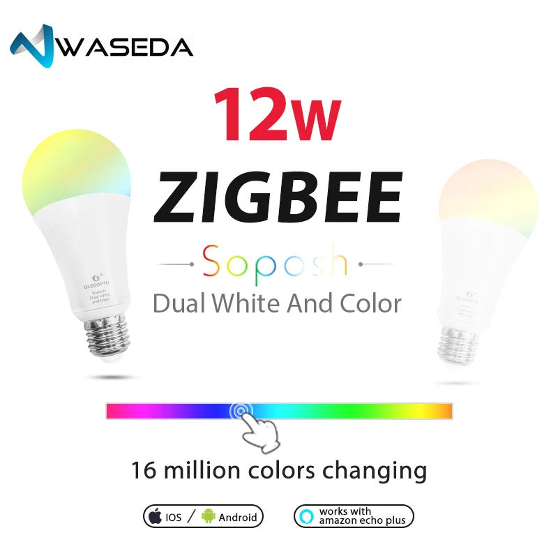 Васеда двойной RGBW 12 Вт светодиодная лампочка ZigBee RGB свет ww/cw AC100-240V ZIBEE ZLL звено