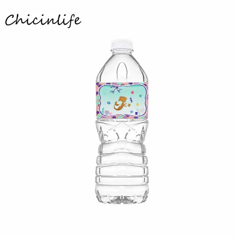 Chicinlife 12 шт Русалочки обертки для бутылок бутылки воды наклейки девочек на день
