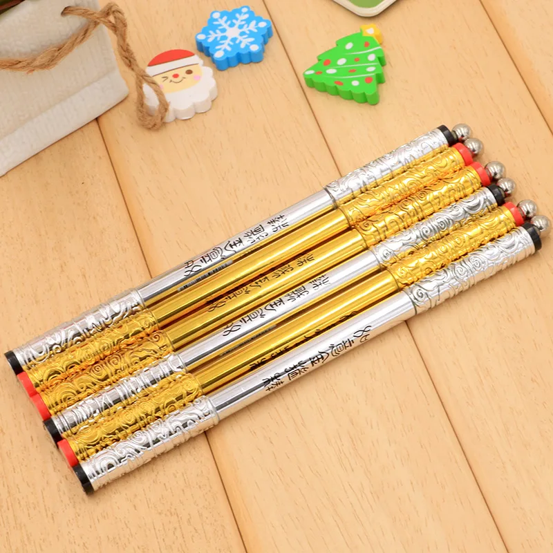 

Monkey King Bar Вращающаяся ручка Магнитная телескопическая Золотая гелевая ручка Cudgel 0,38 мм черная 36 шт./лот