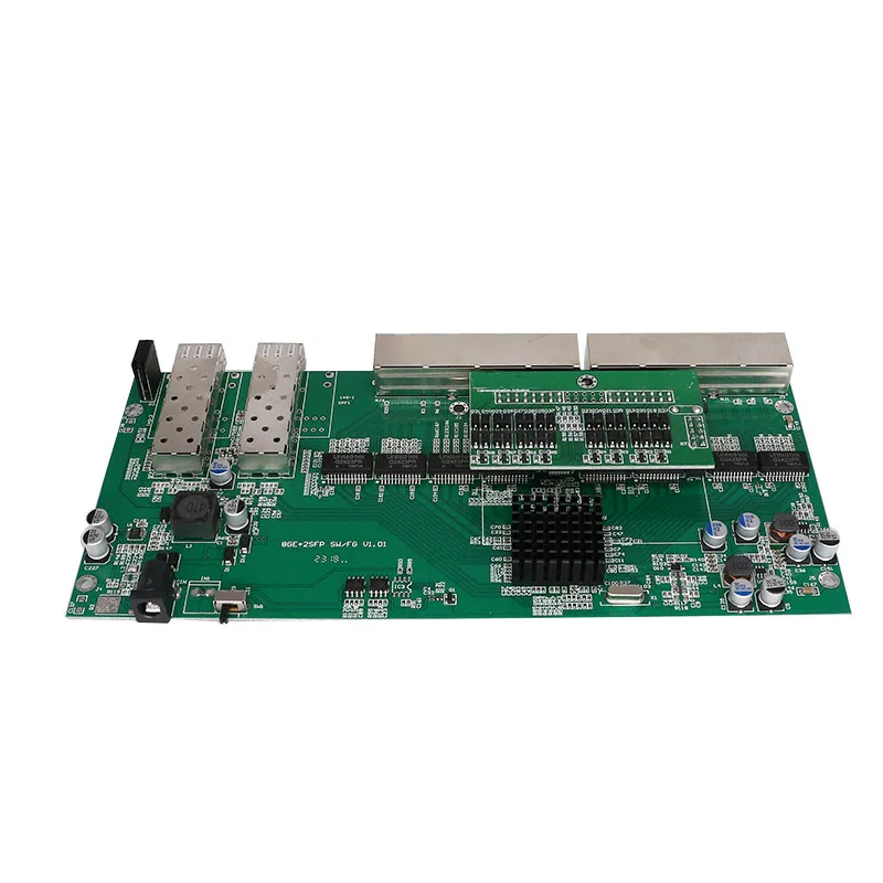 Обратный Мощность питания PoE коммутатор 8x/100/1000 M 2sfp 16x10/100/1000 M PoE 4sfp Порты и разъёмы Gigabit Ethernet switch печатной плате