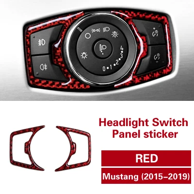 Red Для Ford Mustang Автомобиль Стайлинг углеродного волокна фары переключатели отделка наклейки автомобильные аксессуары- украшение интерьера - Название цвета: Red
