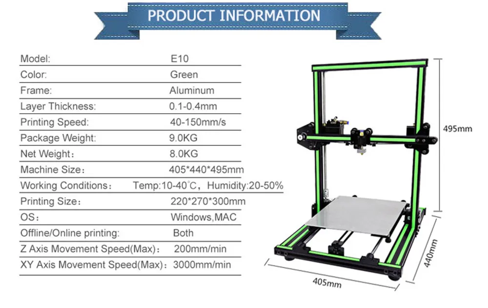 Anet E10 предсборка версия 3d принтер комплект DIY Reprap Prusa i3 3d принтер Высокая точность рабочего стола Impressora 3d принтер drucker