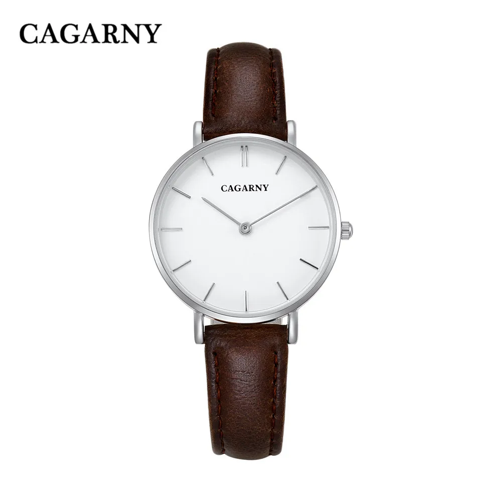 Высококачественные Дамские Кварцевые часы CAGARNY модные роскошные трендовые Ретро