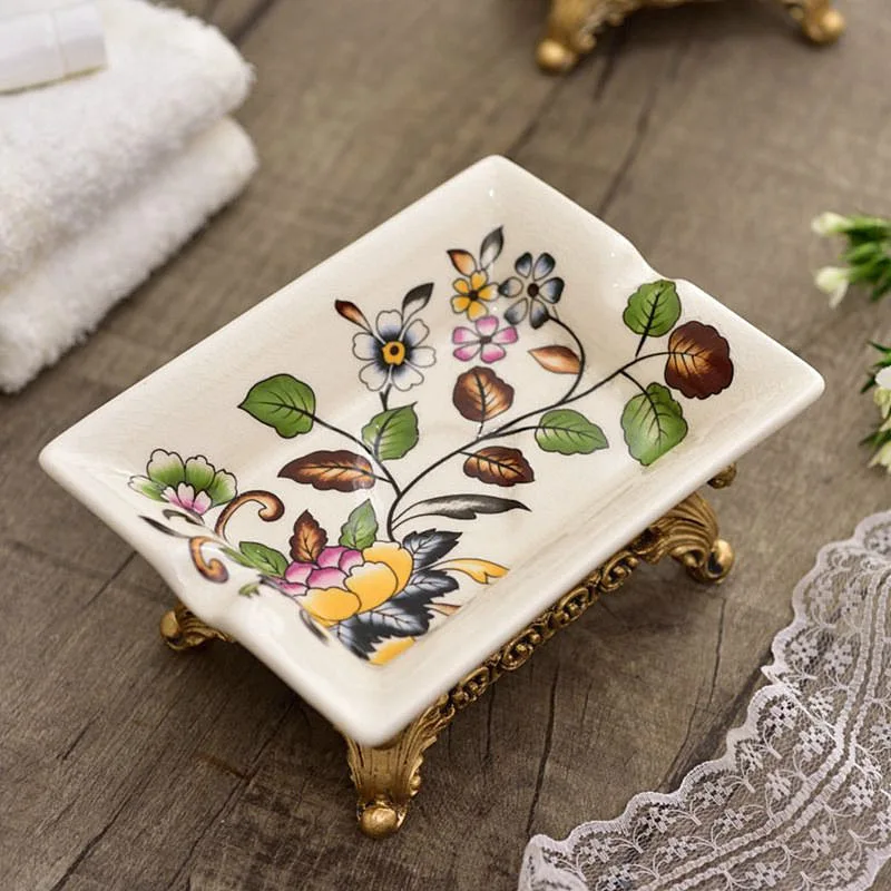 Soap Dishes B Европейский стиль практичная мыльница ручной работы, винтажная керамическая коробка для ванн туалетное мыло, ванная комната резиновое фальшивое мыло держатель - Цвет: Soap Dishes B